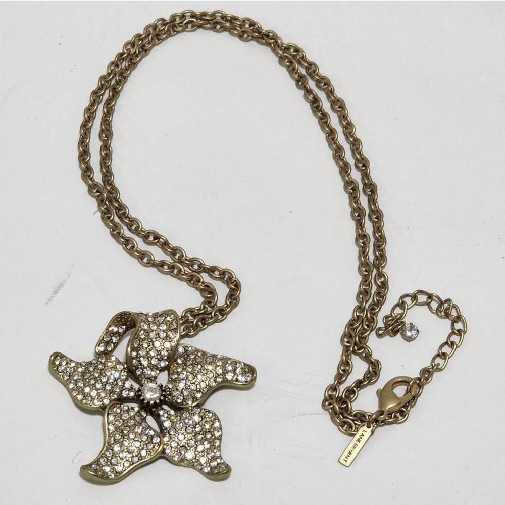 LANE Bryant gold‎ tone jeweled star long Pendant Necklace